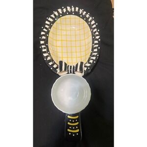Ceramic Whimsical Chip & Dip Tennis Racket and Ball EUC